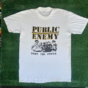 Vintage 90s Public Enemy Fight the Power T-Shirt Single Stitch Hip Hop Rap Tee L